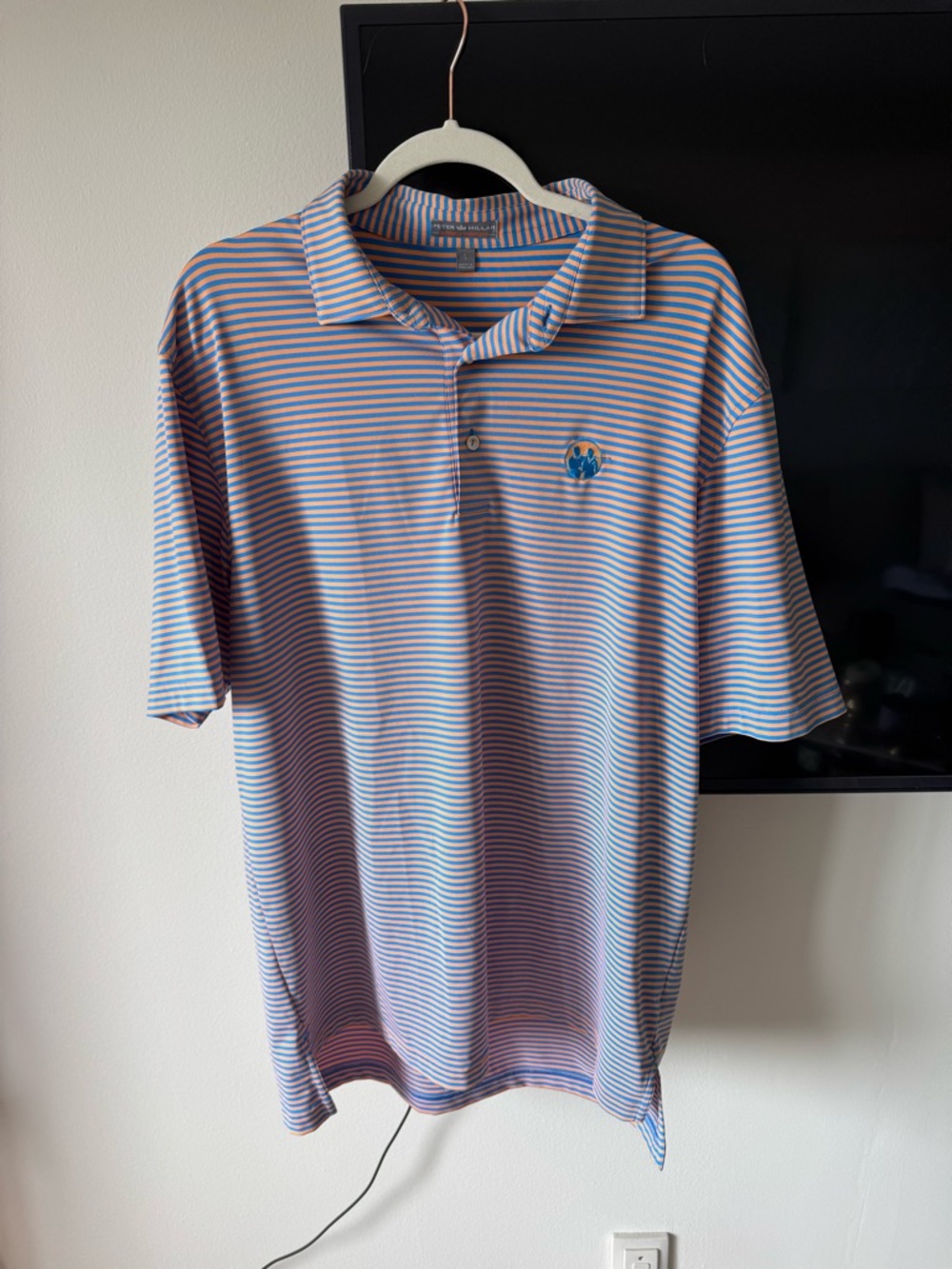 Peter Millar Pink and Blue Striped Polo Shirt